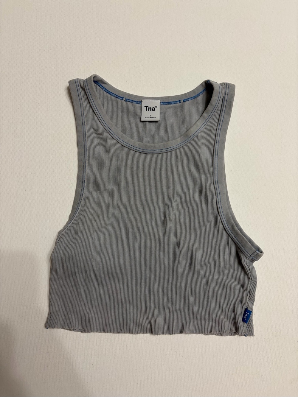 TNA Ribbed Cropped Tank Top - Light Gray size M trendy cute casual wear